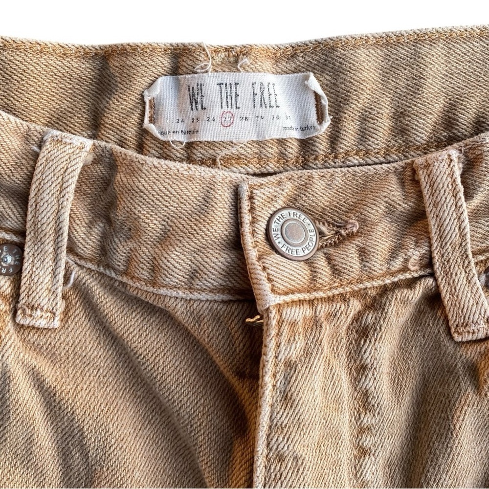 WE THE FREE Womens Denim Shorts Distressed Cut-Off Style in Tan Size 27 - Picture 4 of 7